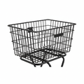 Black metal wire rear rack e-bike basket on white background